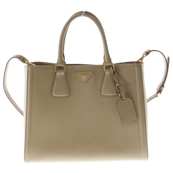 Prada Handbags - PRADA Galleria Bag Handbag Shoulder Beige Ivory White Leather